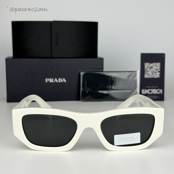 NEW Prada PRA01S 17K08Z White Grey Unisex Sunglasses PR A01S - Picture 3 of 9